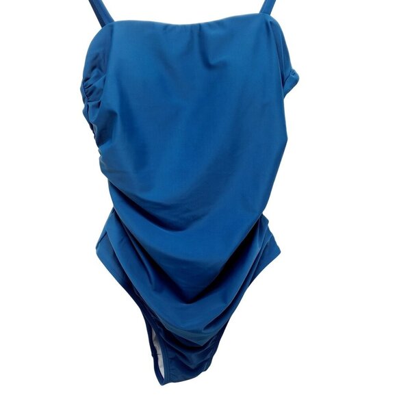 Womens Blue One-Piece Swimsuit With Adjustable Straps & Ruched Details Size S - Picture 5 of 9